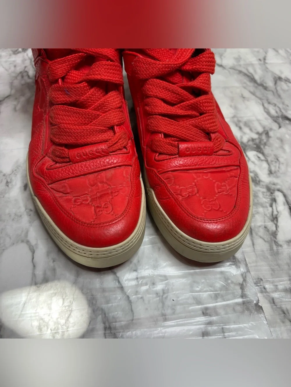 Gucci men's Guccissima dusk red Top sneakers shoes 9 G